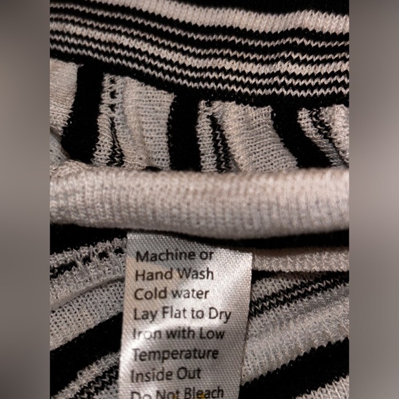 Ming Wang Striped Liquid Knit Dress Contrast Trim A-Line Women M Elegant NEW - Picture 6 of 8